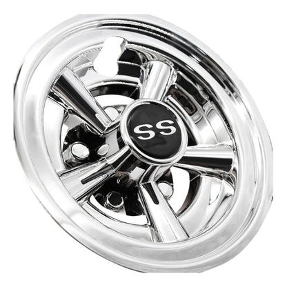 Chrome Golf Cart Hub Cap, 8 in 5-Spoke Wheel Cover