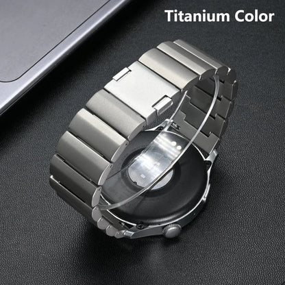 Garmin titanium smartwatch band showcasing a sleek design, durable construction, and magnetic closure for comfort.