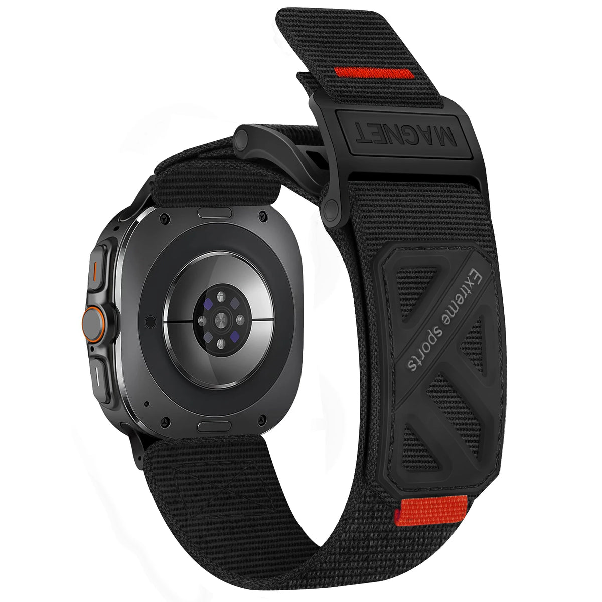 Samsung Galaxy Sport Magnetic Nylon Watch Band – Ultra/Ultra2 in black color with secure magnetic closure, designed for durability and comfort.