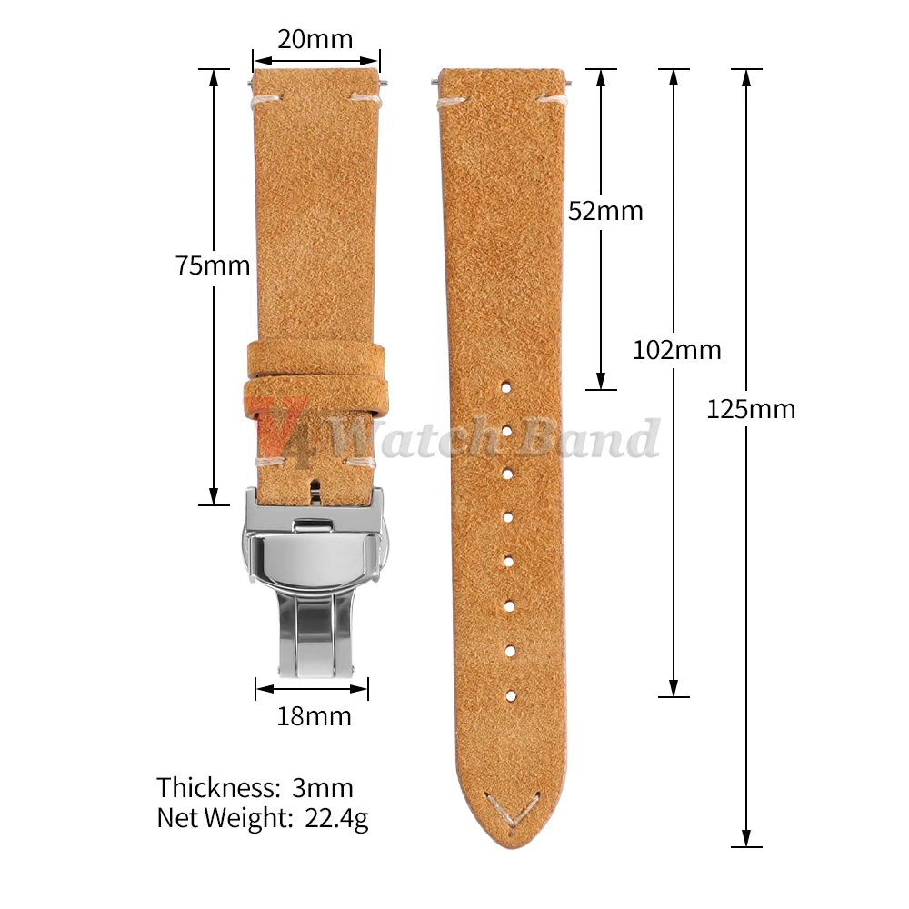 Suede Butterfly Clasp Band — strap dimensions
