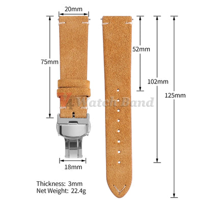 Suede Butterfly Clasp Band — strap dimensions