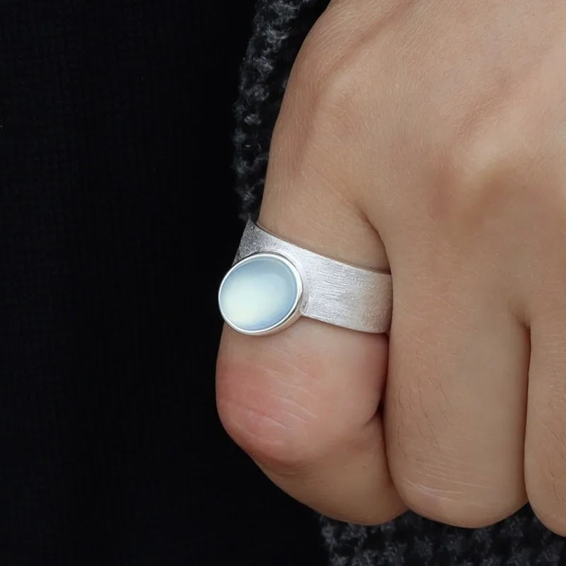Simulated Moonstone Ring, Adjustable, 925 Sterling Silver, photo 3