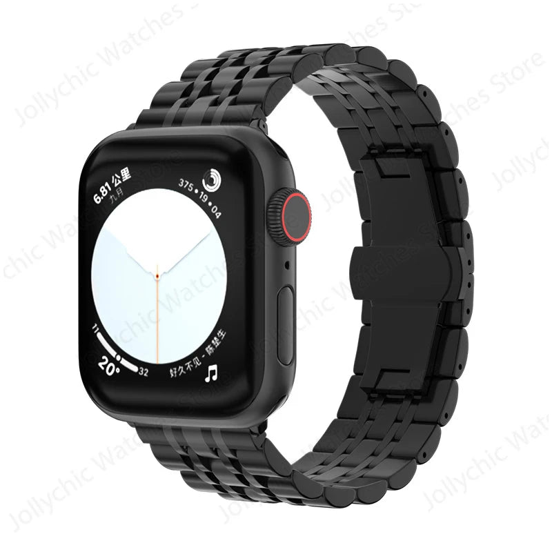 Multi-Row Stainless Steel Apple Watch Bracelet Band in Black - Band Only