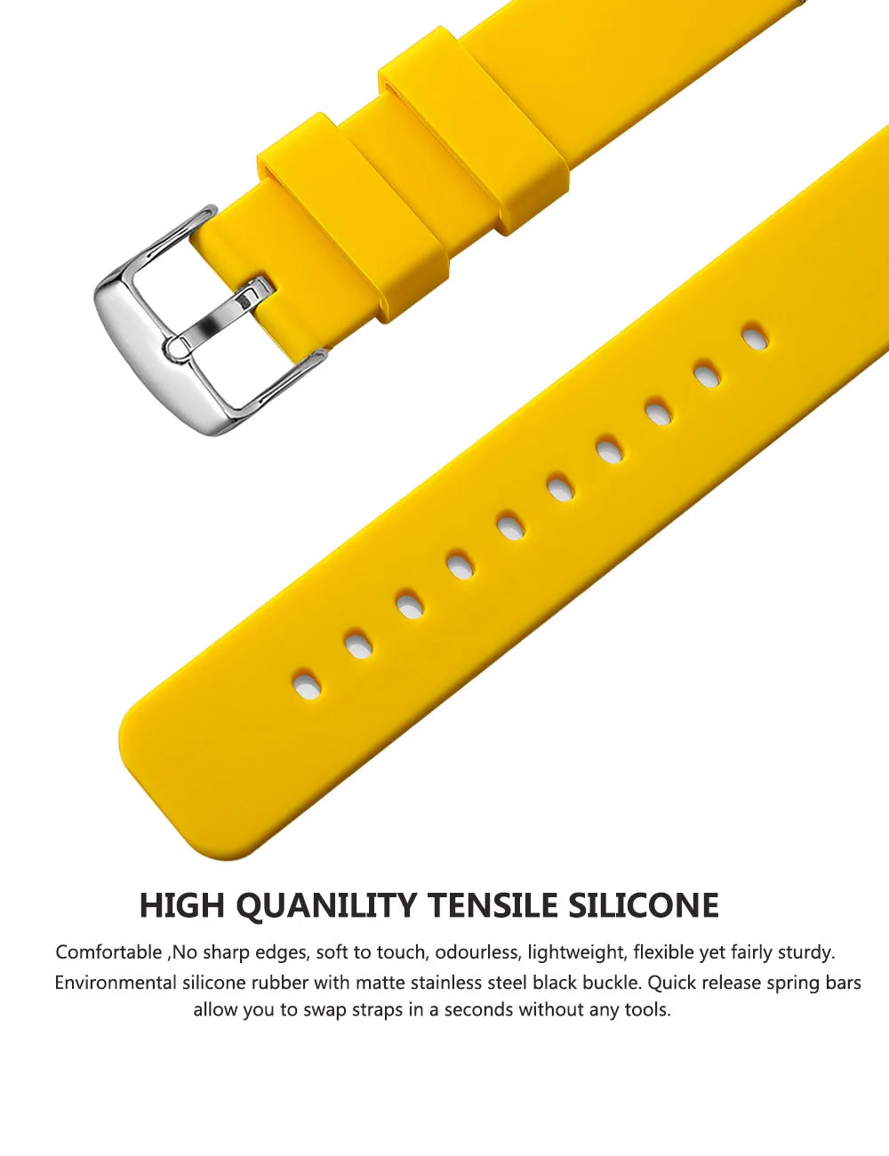 Curved-End Silicone Band in yellow