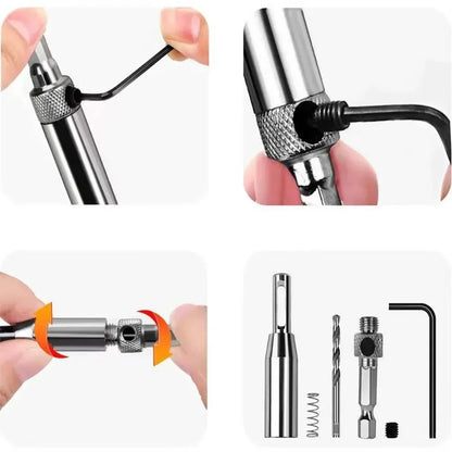 Adjusting the hinge drill bit depth with the hex key