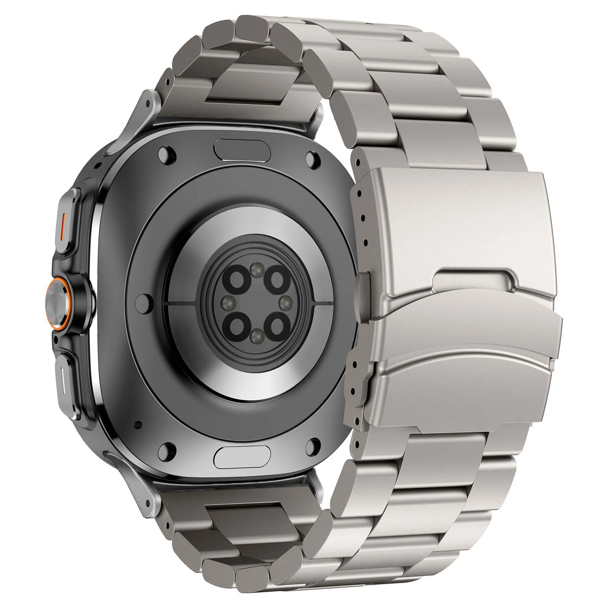 Samsung Galaxy Stainless Steel Link Watch Band - Ultra/Ultra2 in titanium color silver, showcasing sleek design and compatibility.