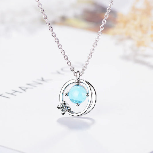 Simulated Moonstone Unicorn Pendant Necklace, 925 Sterling Silver, photo 1