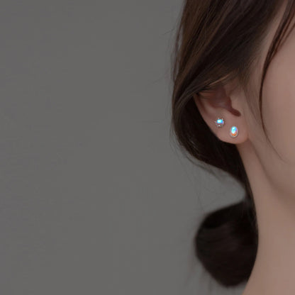 Moonstone Stud Earrings, 925 Sterling Silver, photo 1