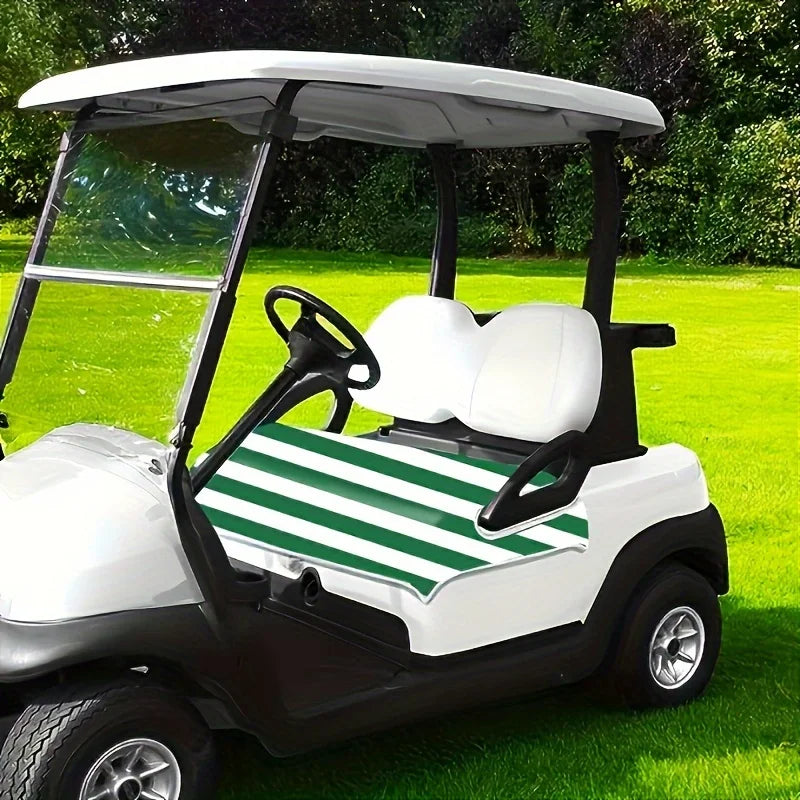 Striped Golf Cart Seat Towel Cover, Microfiber, Green and White