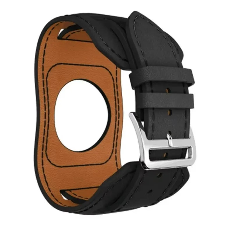 Samsung Galaxy Leather Watch Band - Watch8/Watch8 Classic/Watch9/Ultra/Ultra2 in black leather design.