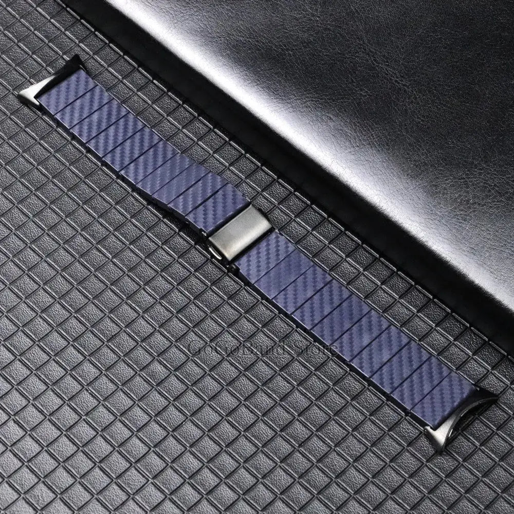 Carbon Pattern Link Google Pixel Watch Band in Blue