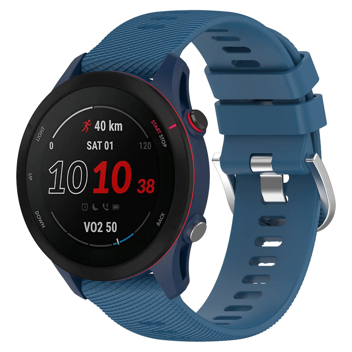 OnePlus Smartwatch Silicone Watch Band - Flexible & Durable Strap on a smartwatch with blue strap and digital display.