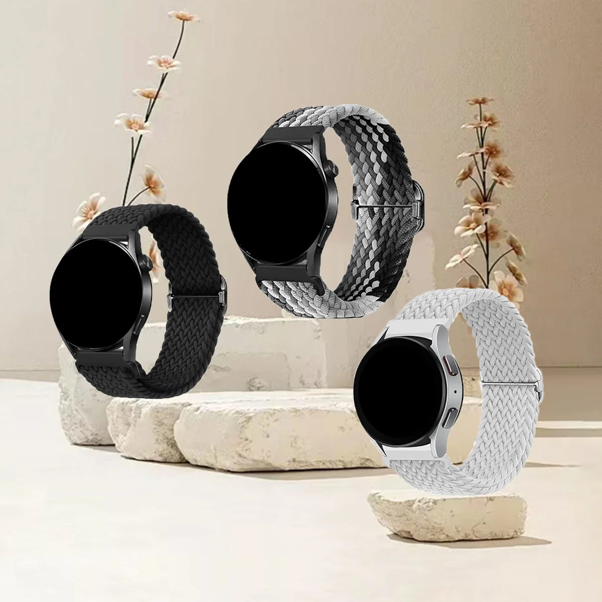 Braided Stretch Loop Band 3-Pack in Black, Gray Mix & Light Gray