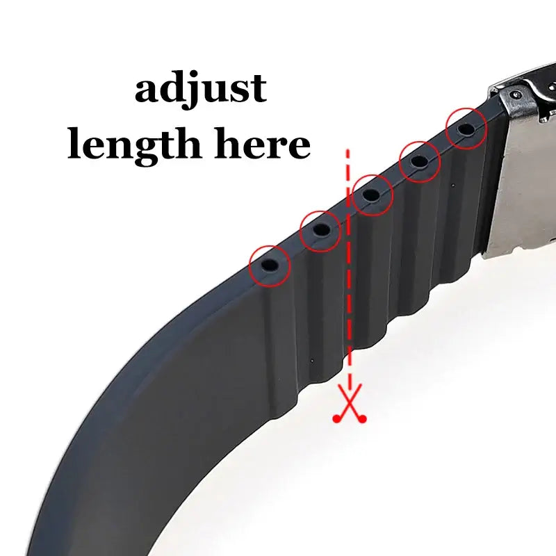 Trim-to-fit silicone strap adjustment markings for compatible Huawei watches