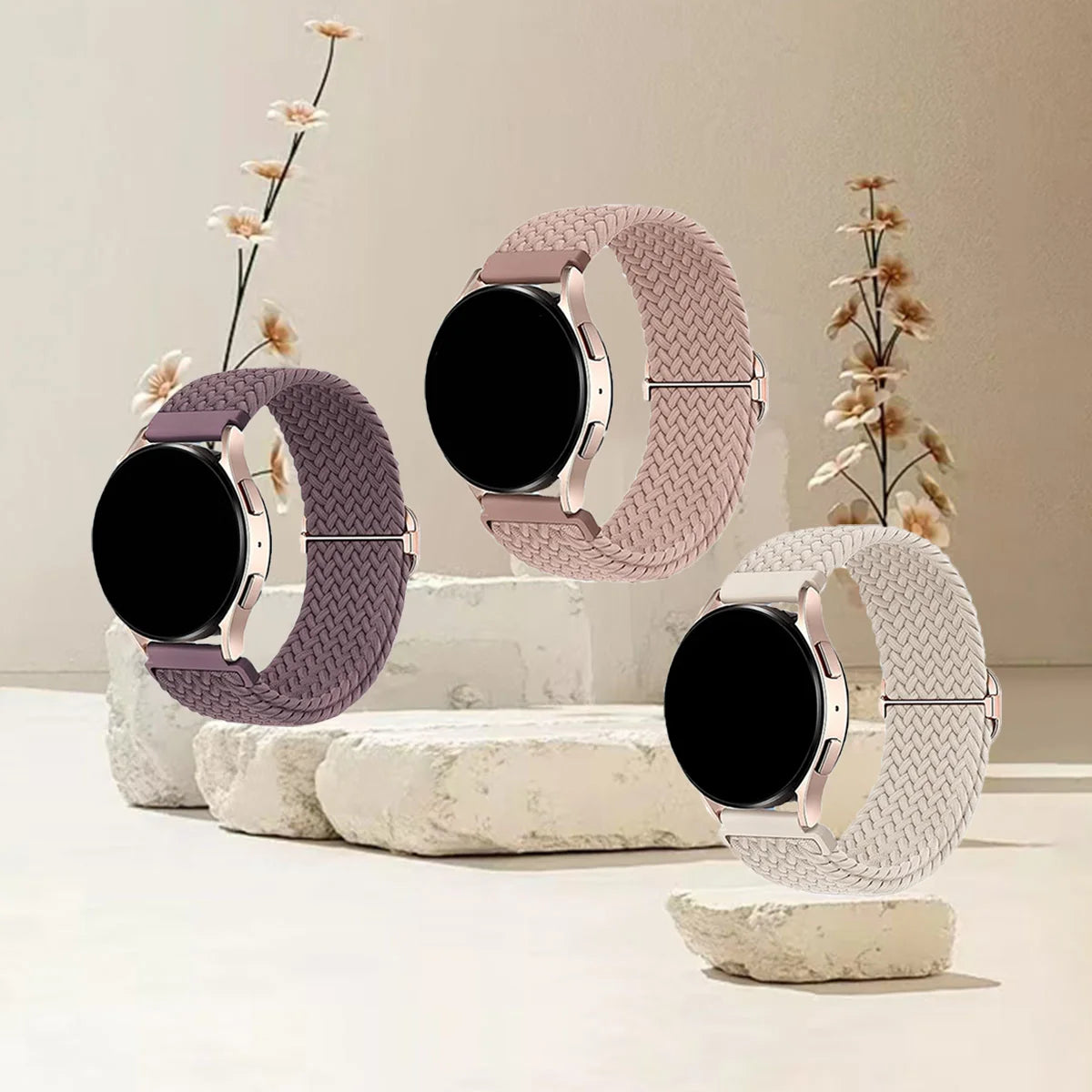 Braided Stretch Loop Band 3-Pack in Smoky Purple, Pink & Starlight