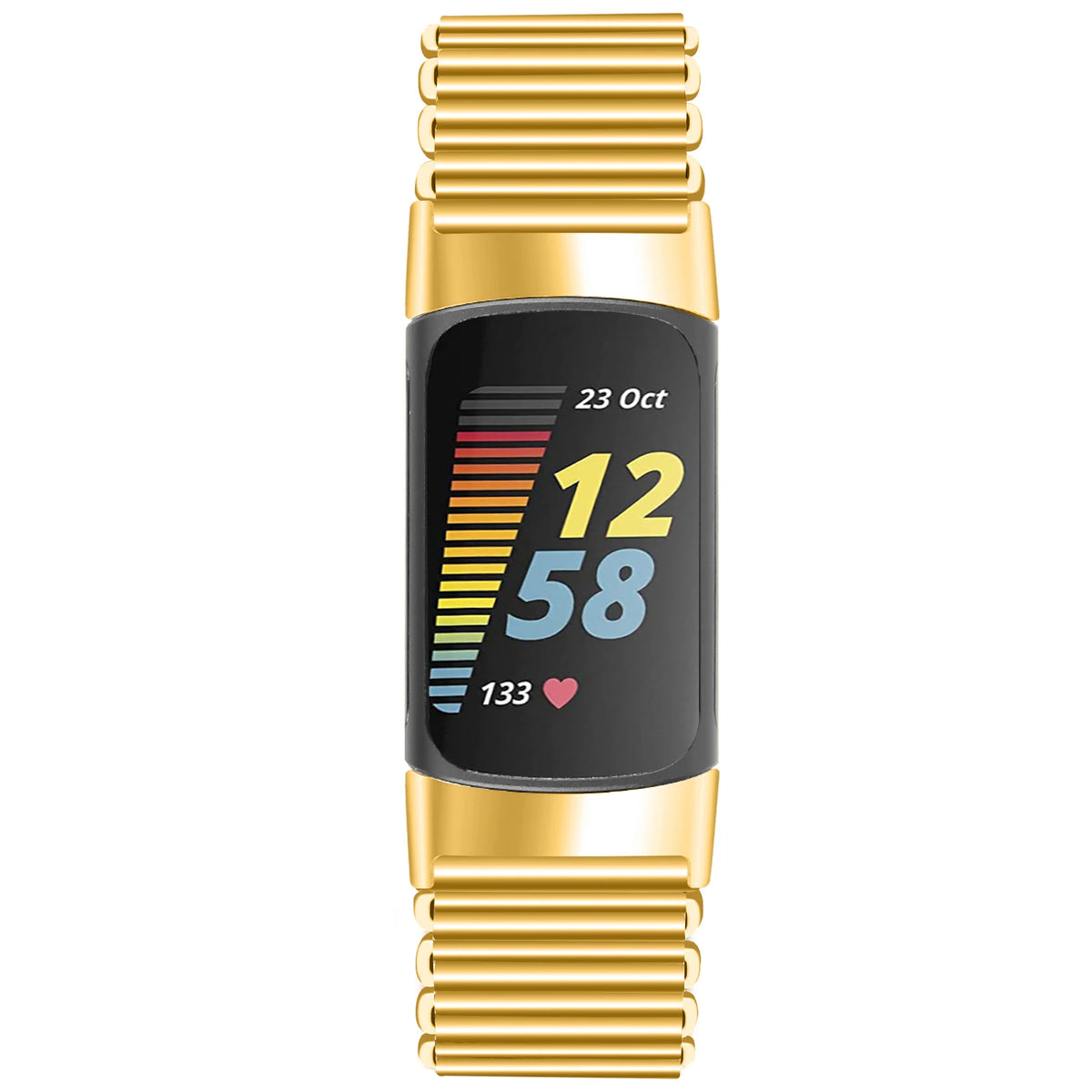 Fitbit Charge Ribbed Stainless Steel Bracelet Band - Gold bracelet horizontal bar detail