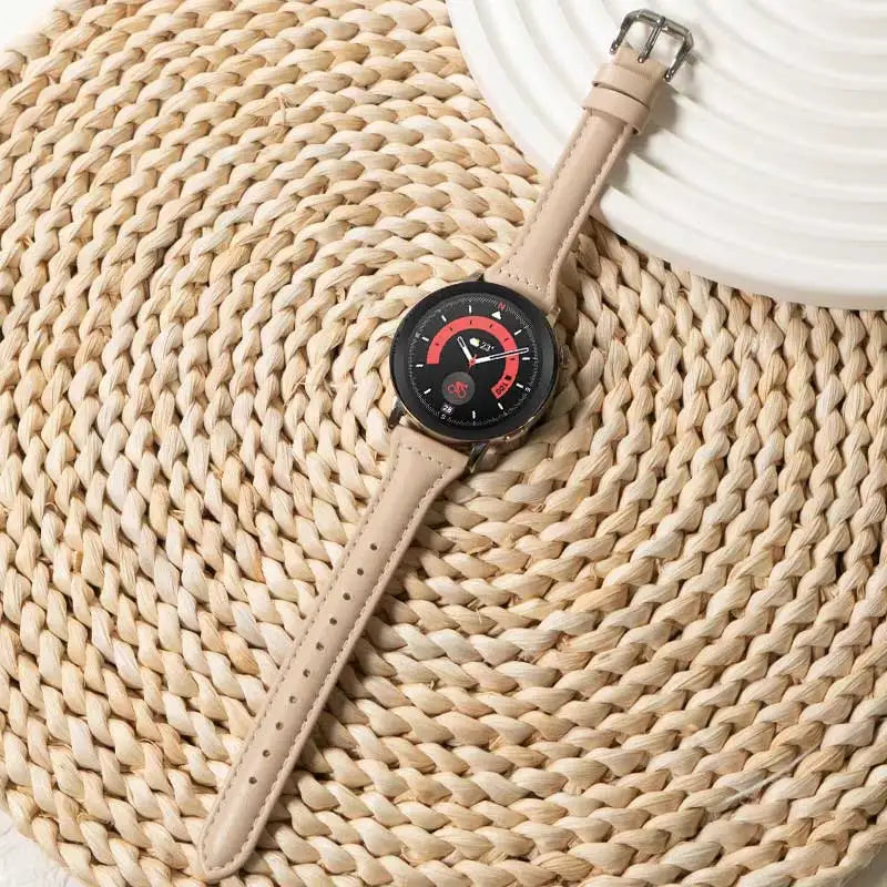 Beige slim leather band on watch for COROS – BandsCo Straps