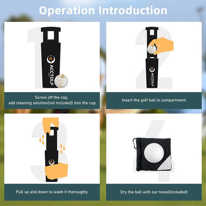 Portable Golf Ball Washer for Cart Cup Holder, with Towel