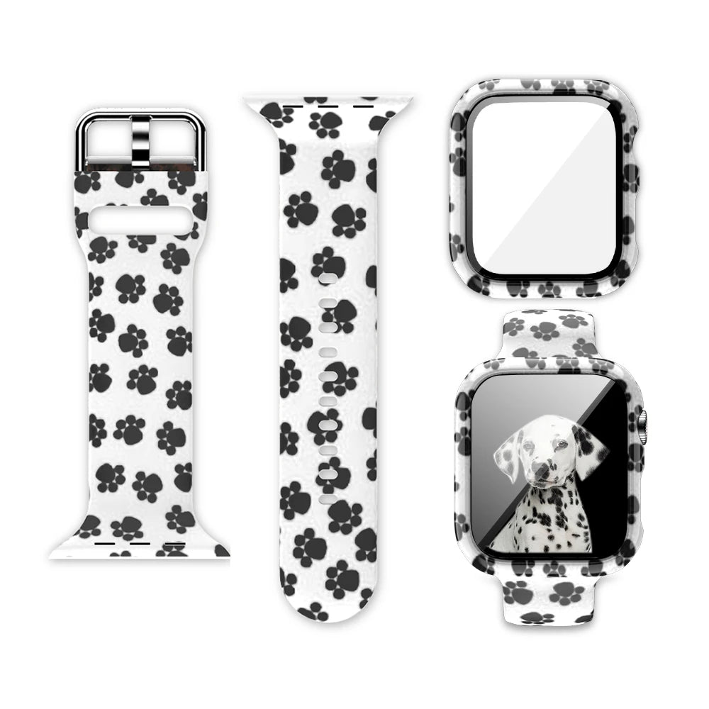 Apple Watch silicone strap with unique black flower design, showcasing style and comfort for daily wear.