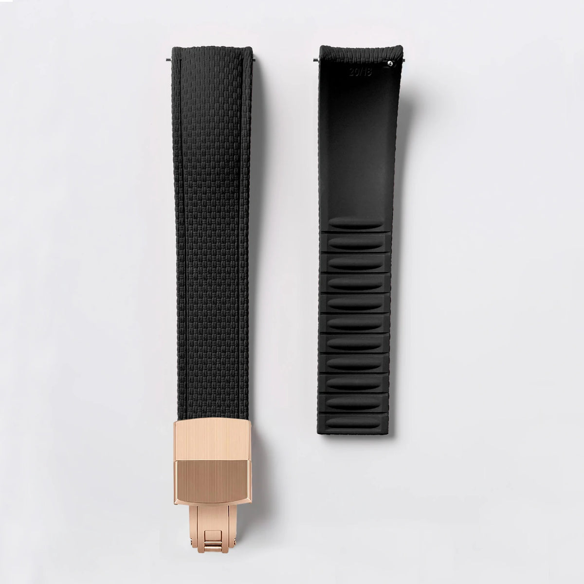 Garmin Curved-End FKM Rubber Band in Black with Rose Gold Clasp