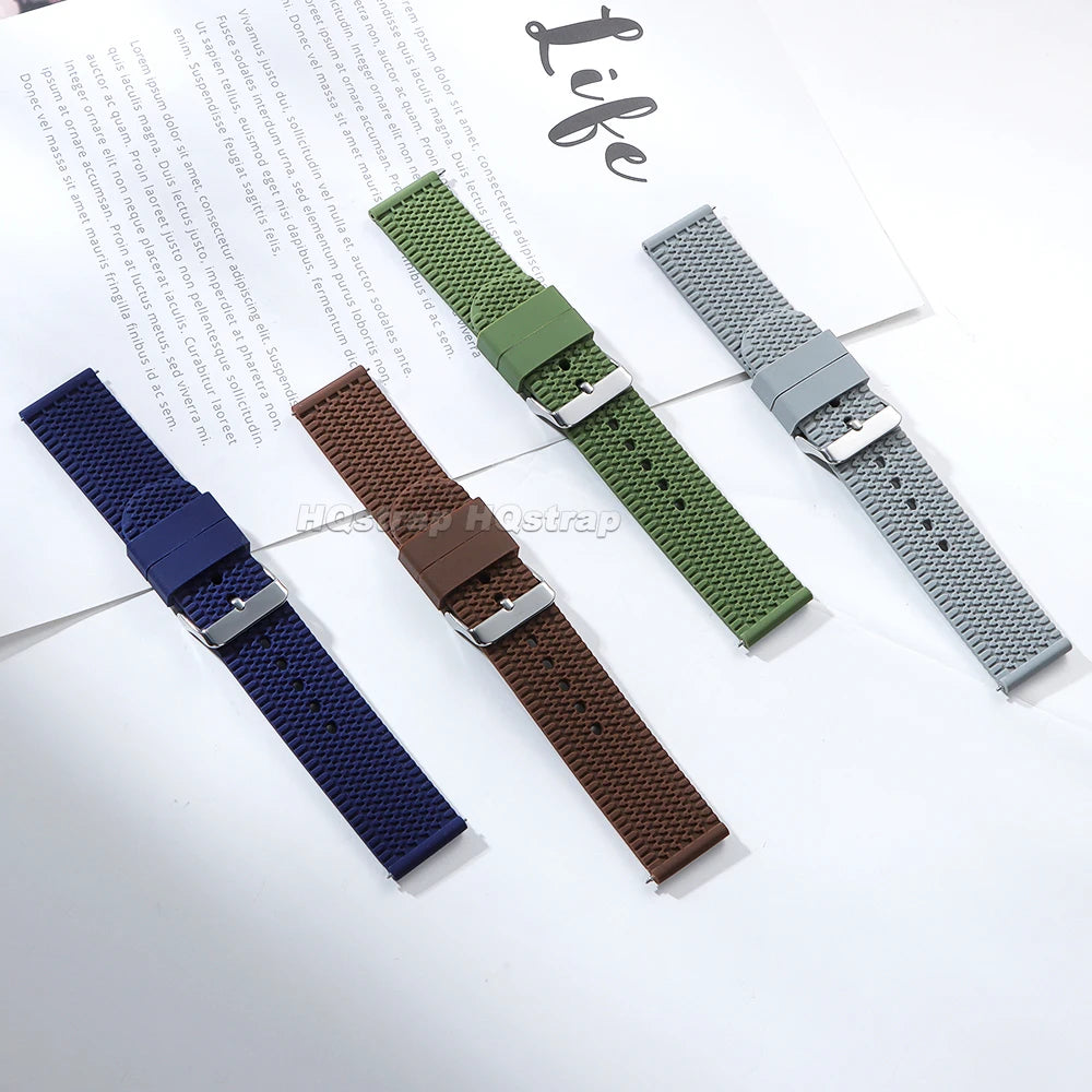 Tread Pattern Silicone Band in navy, brown, green and gray