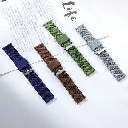 Tread Pattern Silicone Band in navy, brown, green and gray