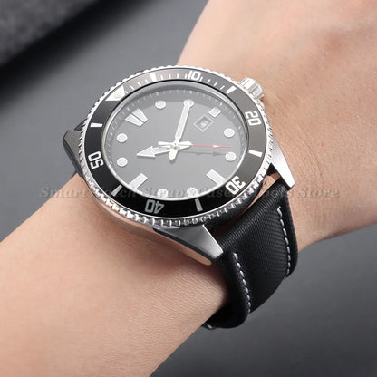 Sailcloth Band in black on a watch