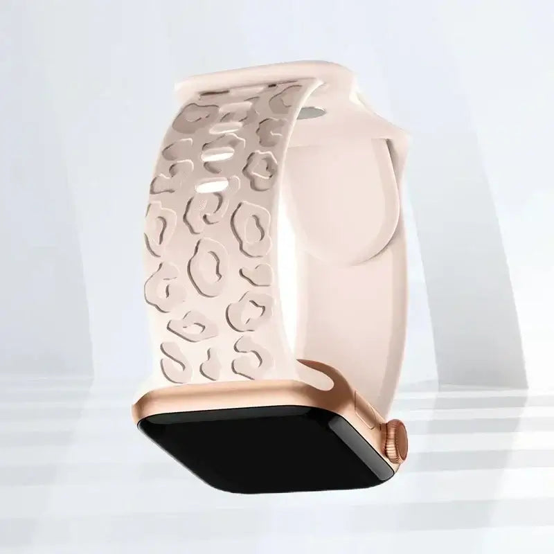 Soft Pink Leopard silicone Apple Watch band