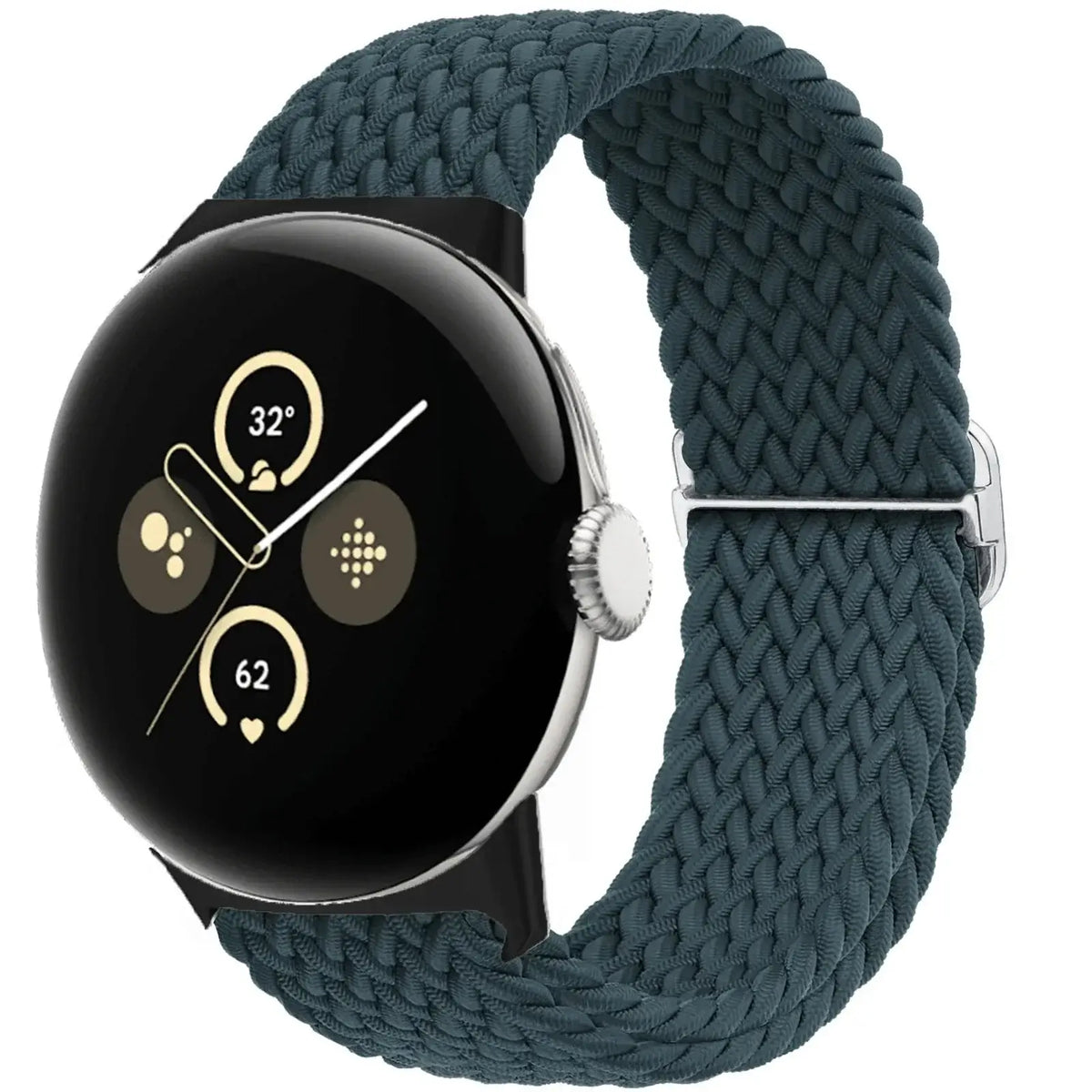Braided Nylon Google Pixel Watch Loop with Slider in Deep Teal