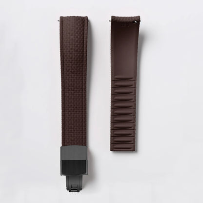 Garmin Curved-End FKM Rubber Band in Brown with Black Clasp