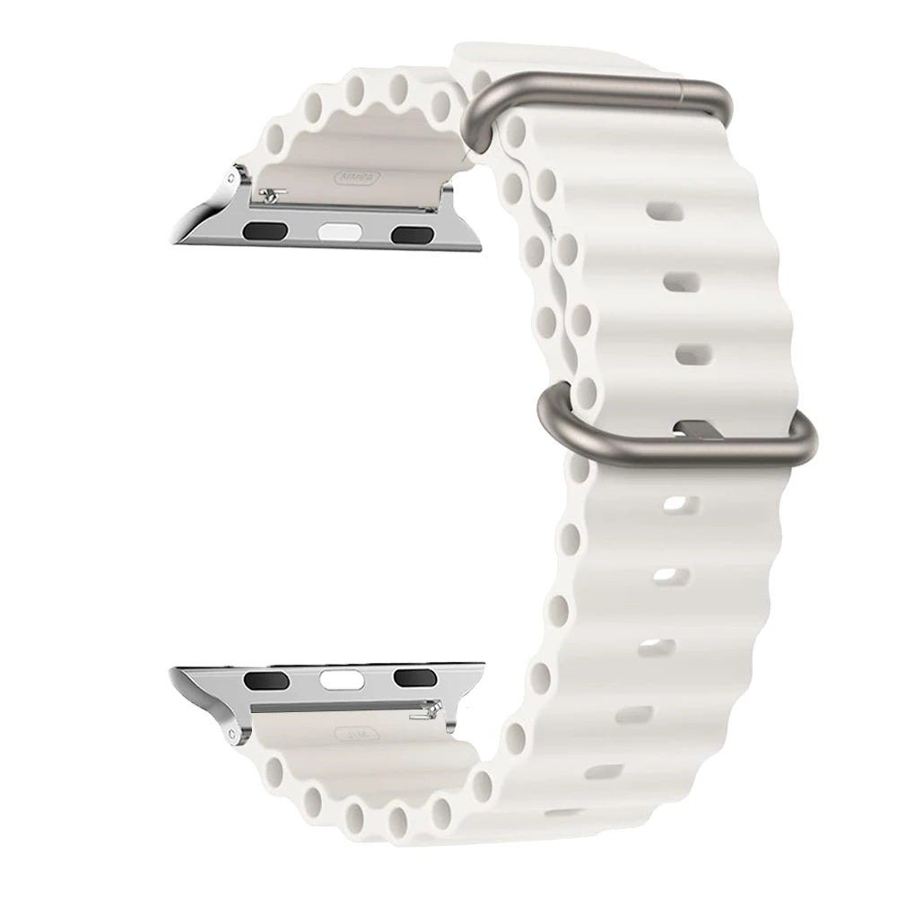 Ribbed Silicone Apple Watch Band - Solid & Two-Tone in Ivory