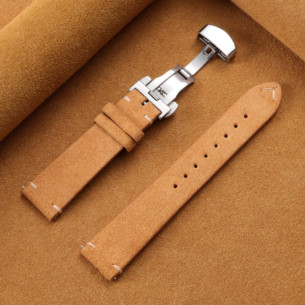 Suede Butterfly Clasp Band in Camel