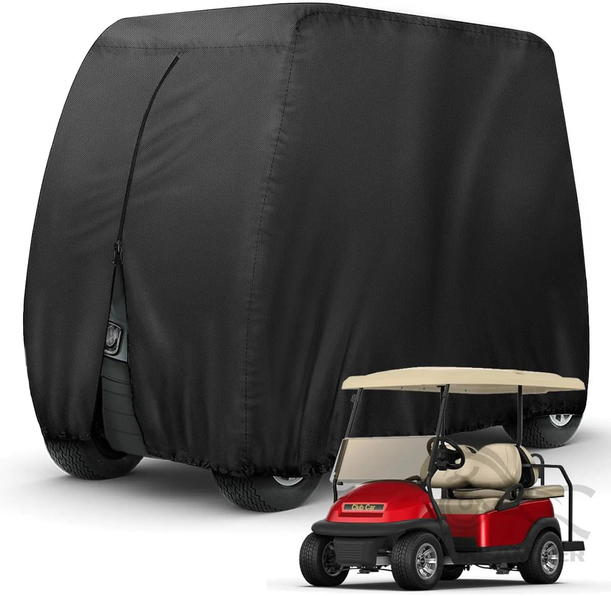 2 Passenger Golf Cart Cover, Waterproof 420D Oxford, Black