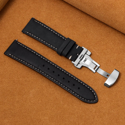 Calfskin Butterfly Clasp Band in Black