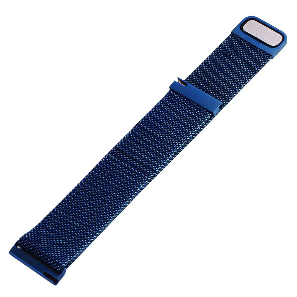 Navy magnetic mesh strap laid flat for compatible Huawei watches
