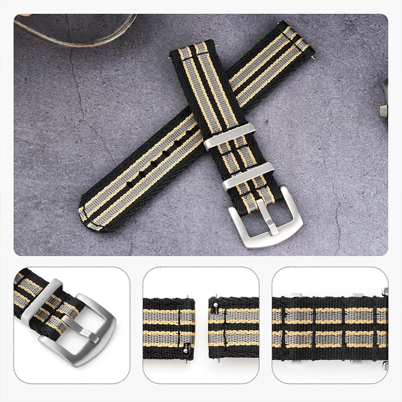 Striped nylon weave and hardware details for COROS – BandsCo Straps