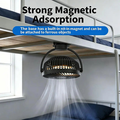 Magnetic Golf Cart Fan with Strap, Rechargeable with Night Light