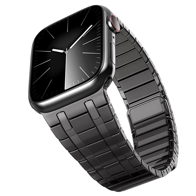 H-Link Stainless Steel Apple Watch Band with Magnetic Clasp in Gunmetal Gray