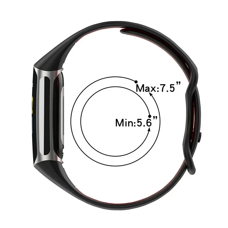 Fitbit Charge 5/6 Two-Tone Silicone Pin Band - Wrist sizing diagram