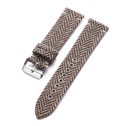 18/20/22mm Quick Release Herringbone Woven Band in Brown and Beige