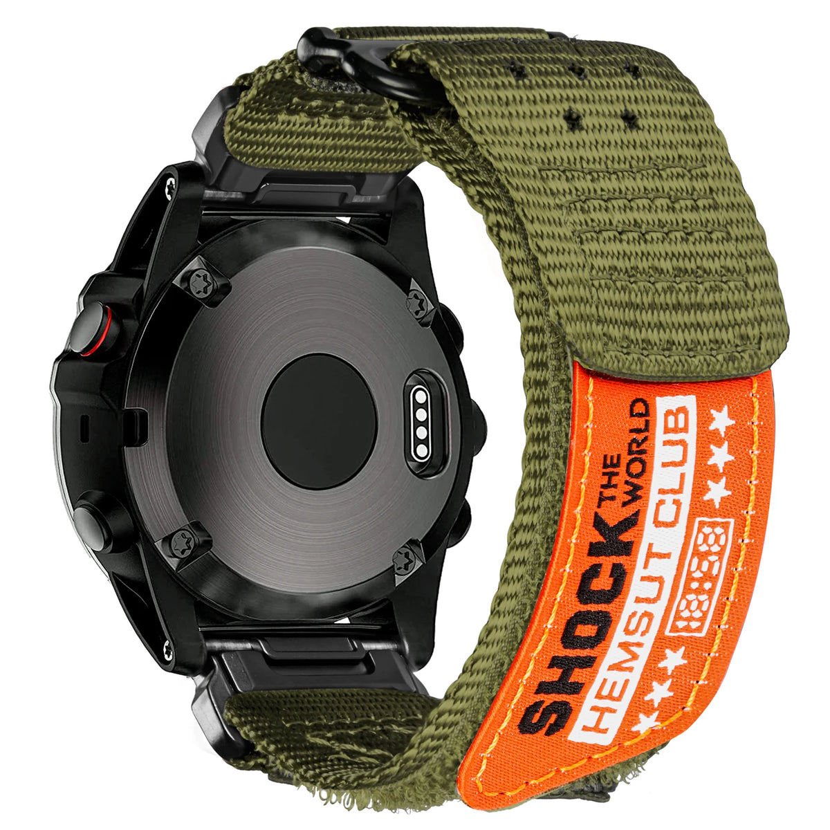 Garmin 26mm Nylon Band with Graphic Patch in Olive / Orange