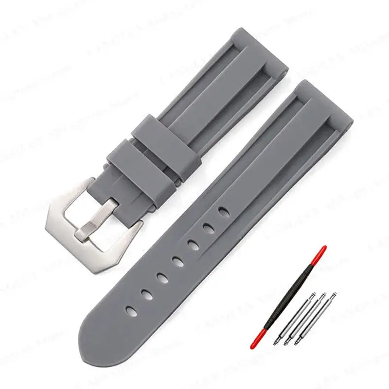 Suunto Recessed-Panel Silicone Band - Gray / Silver Buckle