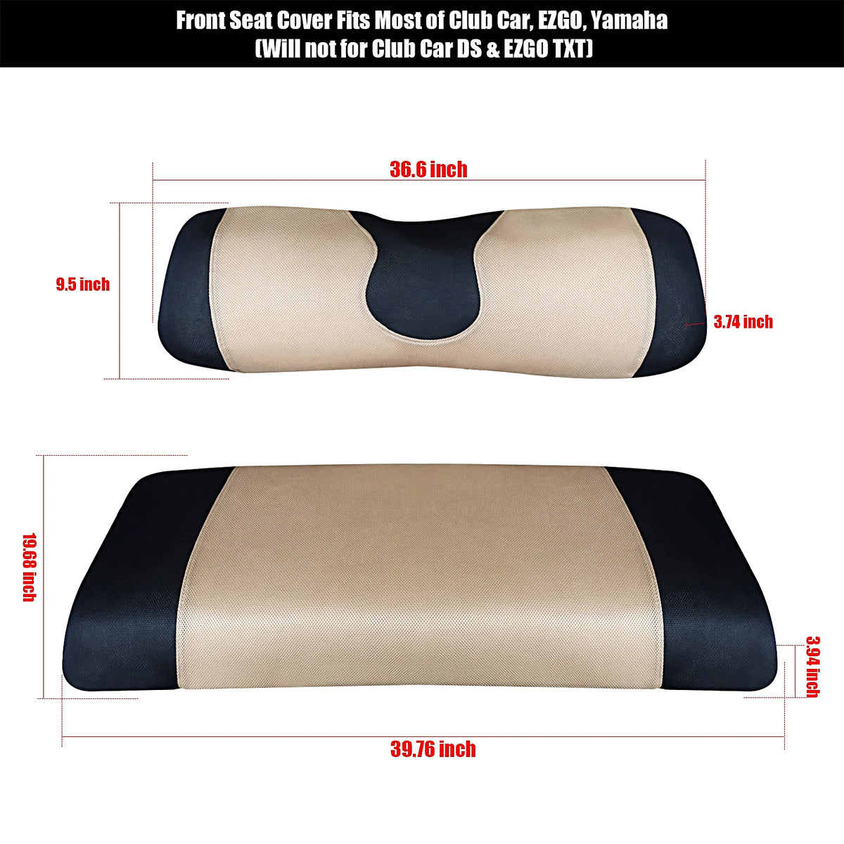 Golf Cart Seat Cover Set for Club Car, EZGO & Yamaha, Breathable Mesh