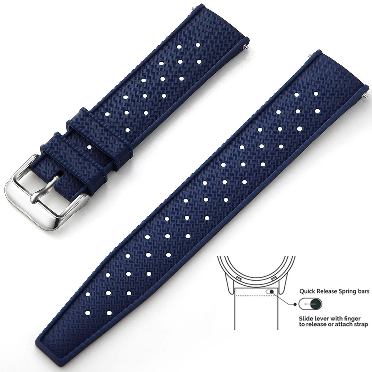 Tropic Silicone Band for Polar – Navy Blue / Silver Buckle
