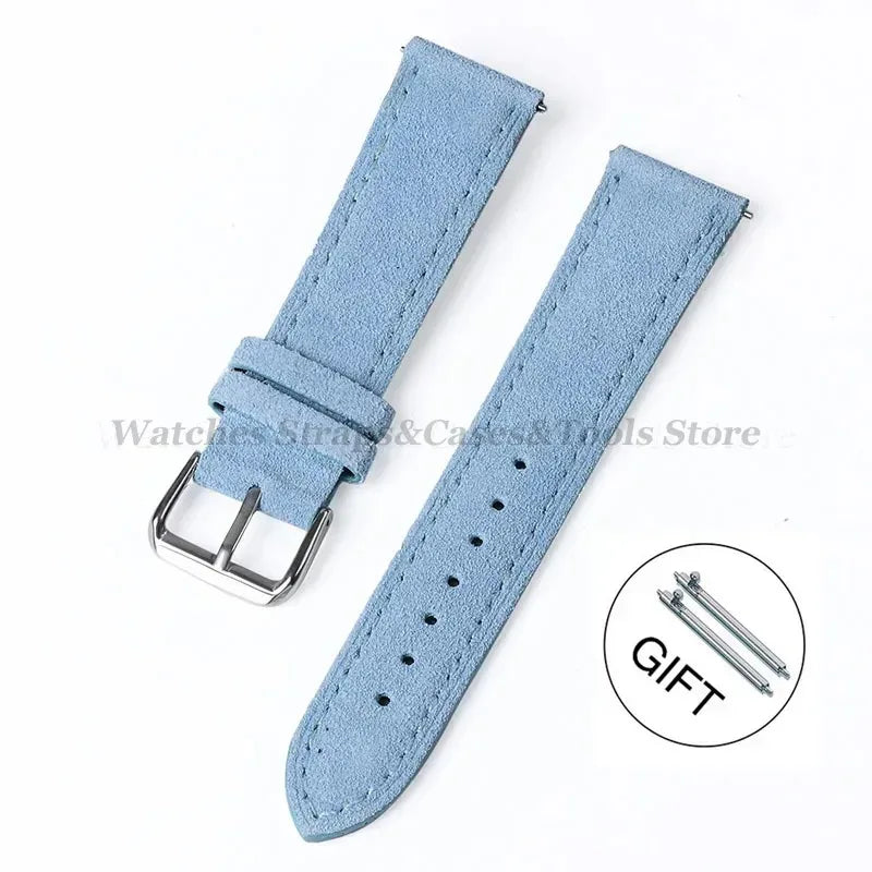 COROS Suede Leather Band with Tonal Stitching – Light Blue