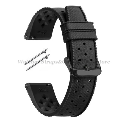 Garmin 18/20/22mm Quick Release Tropic-Style Silicone Band in Black with Black Buckle