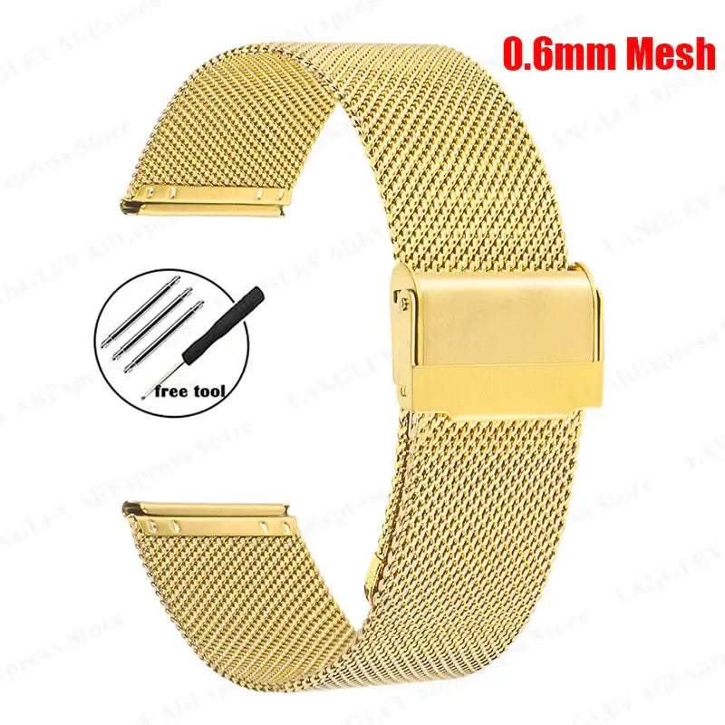 Milanese Mesh Band with Adjustable Clasp in Gold / 0.6mm Mesh for compatible Huawei watches