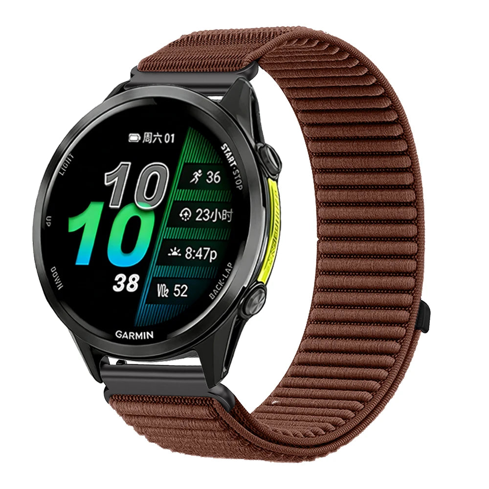 Polar Ribbed Nylon Sport Loop Watch Band — Brown