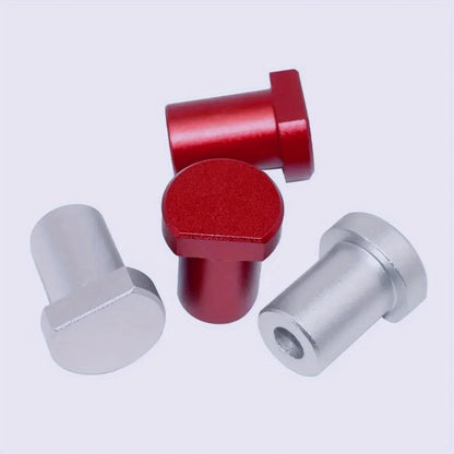 Red and silver aluminum bench dogs