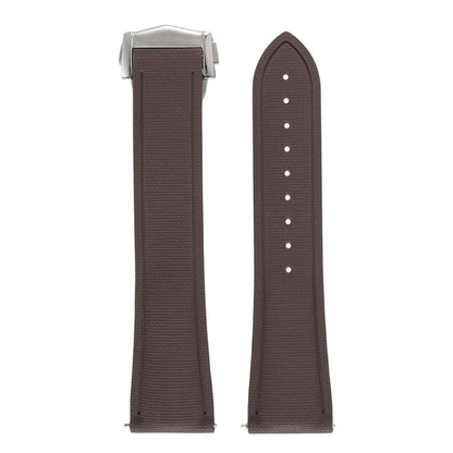Garmin Sailcloth-Texture FKM Rubber Band in Coffee with Silver Clasp